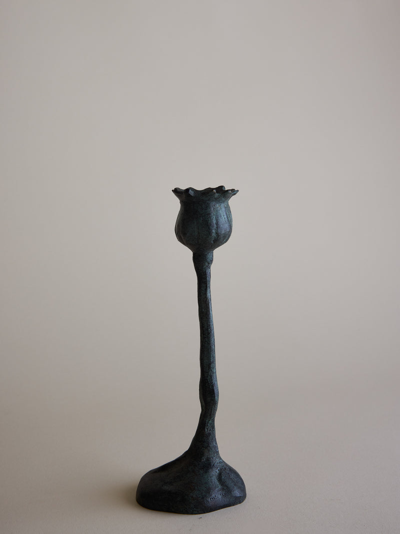 Bronze Poppy Candle Holder