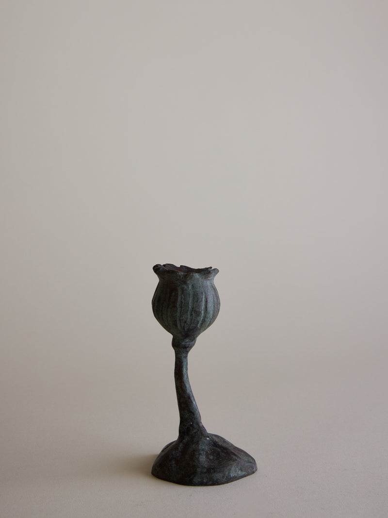 Bronze Poppy Candle Holder