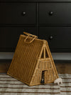  "Braided A-House Dollhouse and Bag - Handwoven Rattan, Natural Color, CE-Tested for Kids 3+, Versatile and Customizable Compartments, Architectural Play, Dimensions: W: 11.42 x H: 14.17 x D: 17.72 in (Open: H: 36 x W: 63 x L: 45 cm), Easy Care with Damp Cloth"