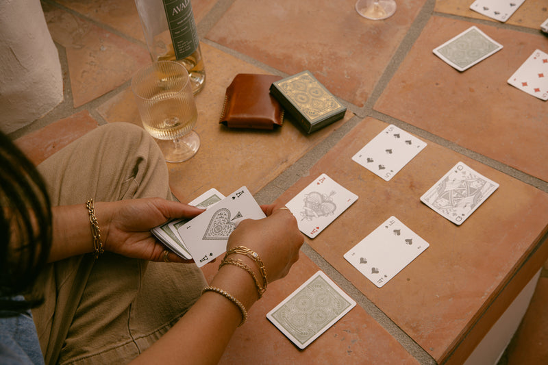 Leather Card Case With Playing Cards