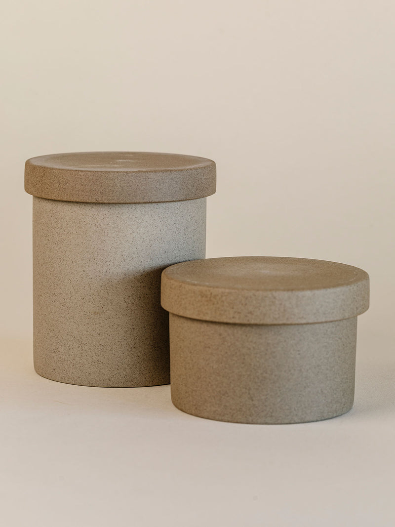 "Bon Series Raw Porcelain Cylindrical Container - Japanese Minimalism Inspired, Sand-Colored, Multi-Purpose Storage"