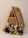  "Braided A-House Dollhouse and Bag - Handwoven Rattan, Natural Color, CE-Tested for Kids 3+, Versatile and Customizable Compartments, Architectural Play, Dimensions: W: 11.42 x H: 14.17 x D: 17.72 in (Open: H: 36 x W: 63 x L: 45 cm), Easy Care with Damp Cloth"