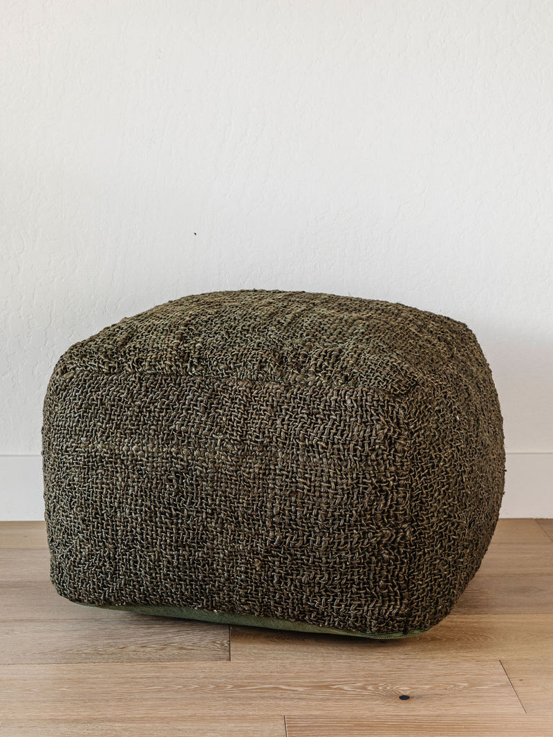 Woven Jute & Cotton Pouf